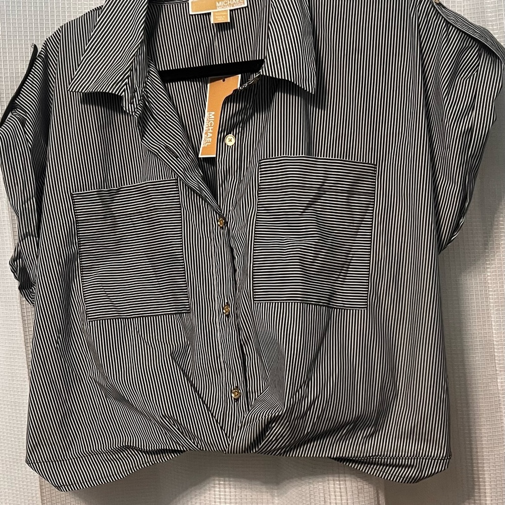 New! Black and White Striped Michael Kors Shirt